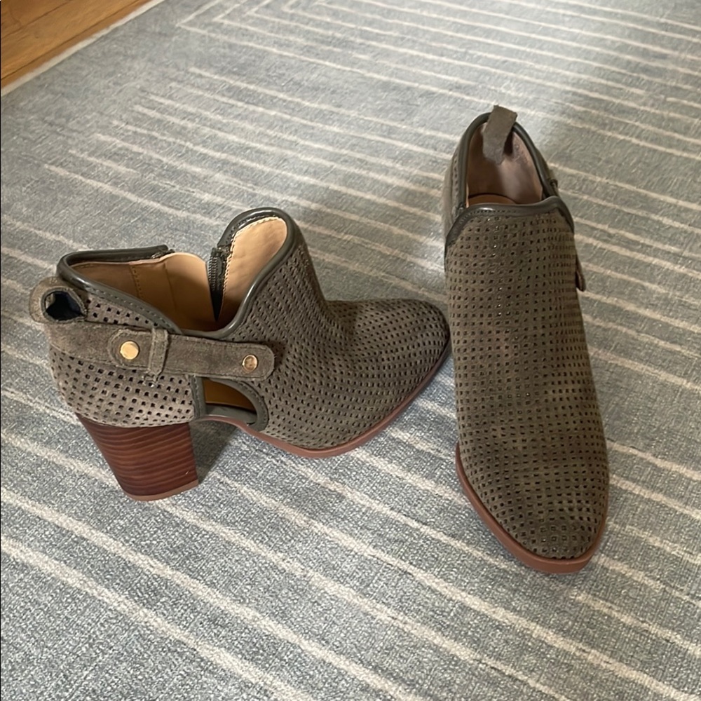 Perforated Taupe Ankle Boots
